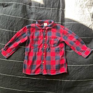 H&M Red & Navy Flannel Button Up Shirt Size 12-18 Months